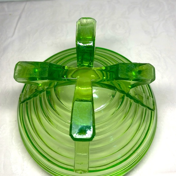 EAPG Footed Bowl Sierra “Swirl” Anchor Hocking, 1930, Green Depression Glass - Picture 4 of 12